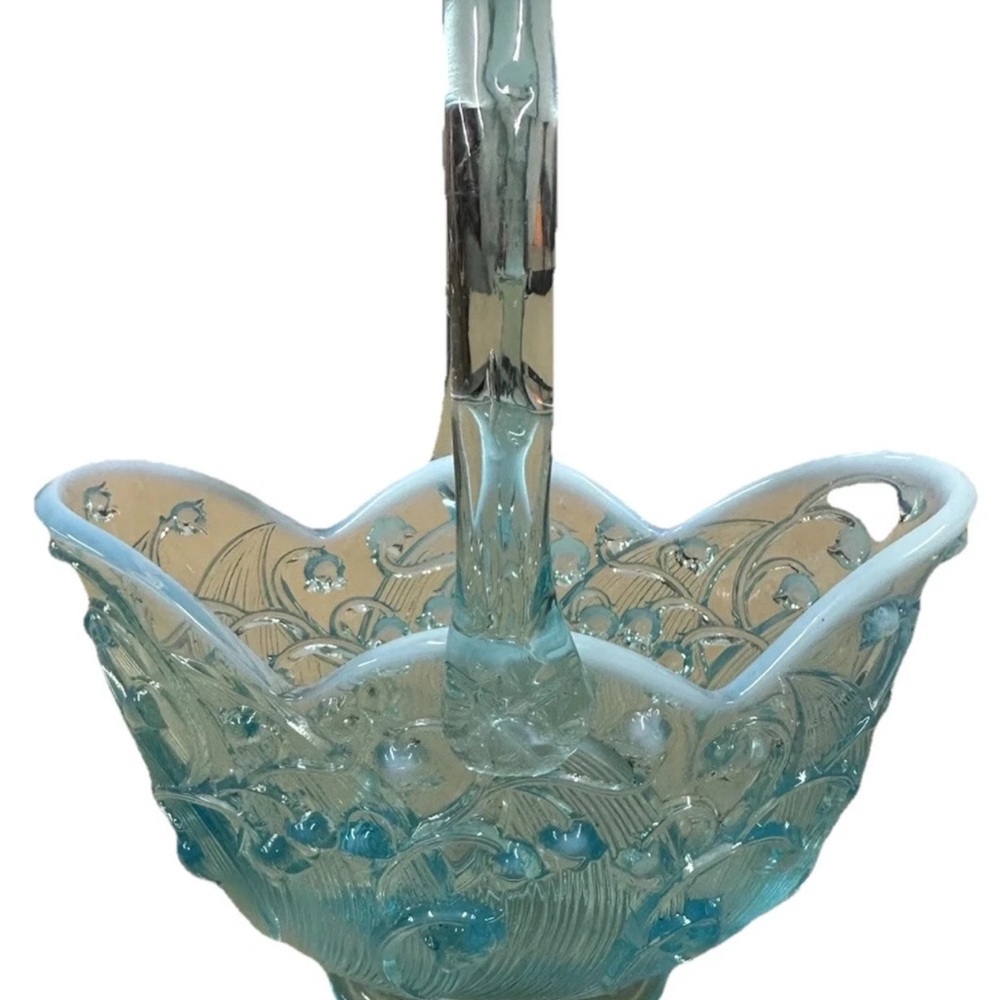Vintage Fenton Glass Basket Elegant Blue